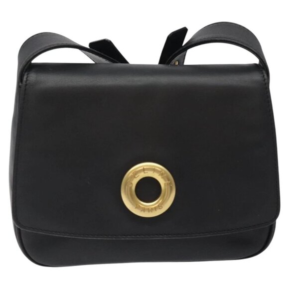 CELINE Hand Bag Leather 2way Black Gold Auth 122163 - Picture 3 of 16